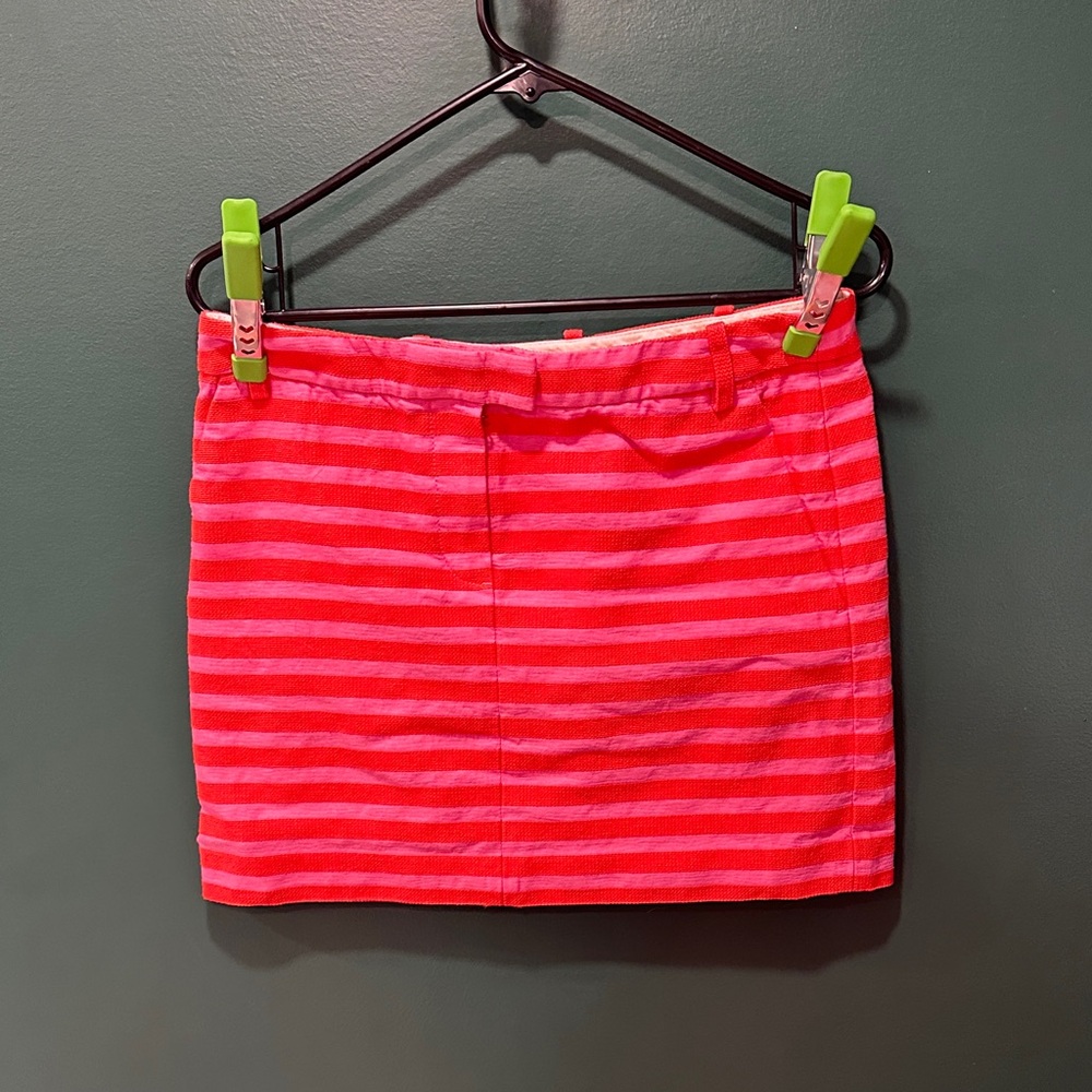 J. Crew Neon Pink and Red Striped Mini Skirt